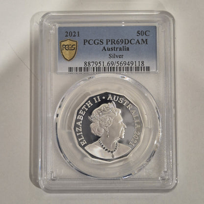 Australia 2021 Fifty Cents 50c Ex Fine Silver Proof Coin Set PCGS PR69DCAM