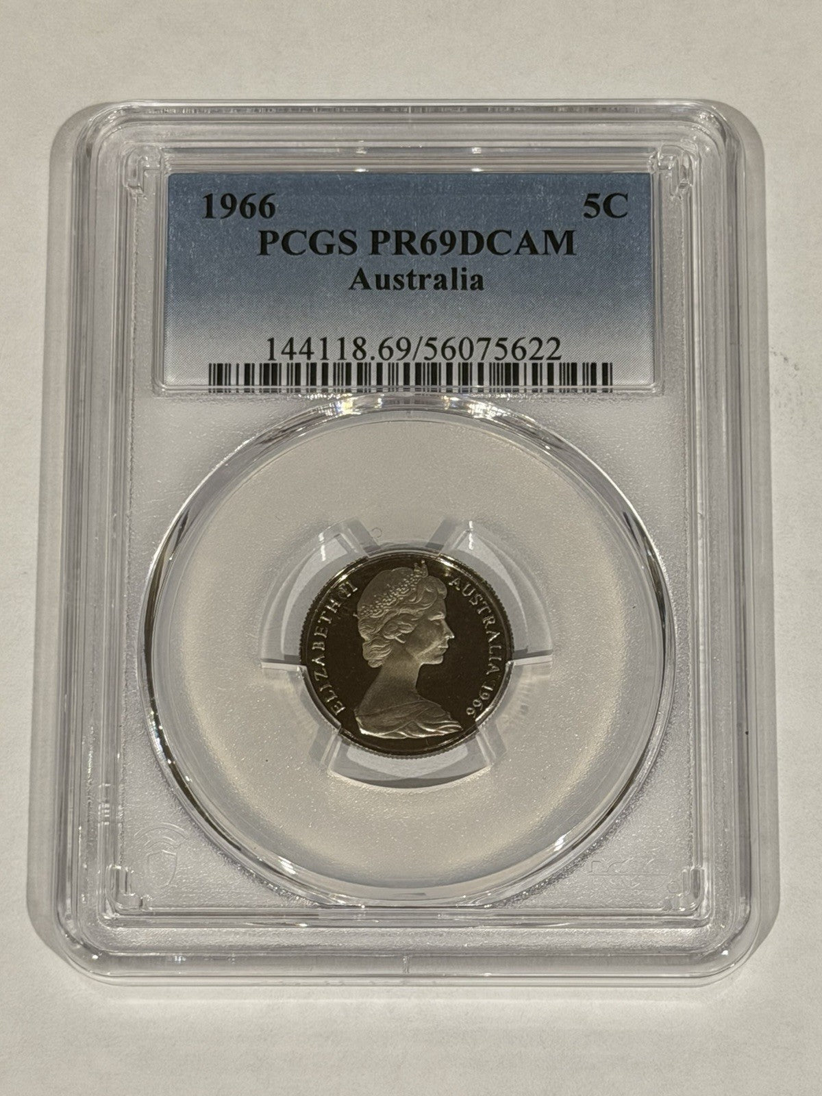 Australia 1966 5c Five Cents PCGS Graded PR69DCAM Proof Coin