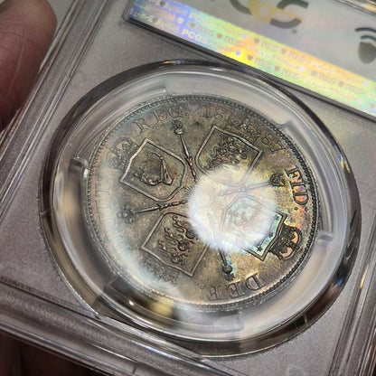 GB UK Silver Coin 1887 Victoria Double Florin PCGS MS63 Choice Unc Toned