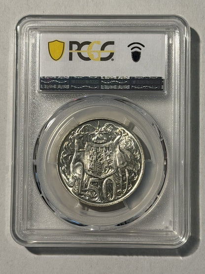 Australia 1966 Round 50c Fifty Cent PCGS Graded MS63 UNC 80% Silver Coin