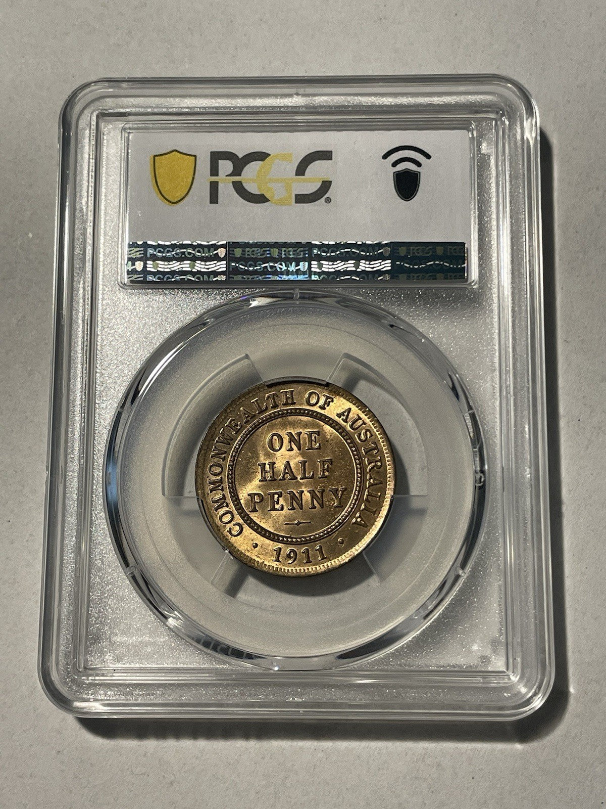 Australia 1911 One Half Penny 1/2d PCGS Graded MS63RB Coin UNC KGV