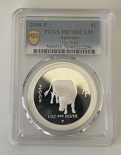 Australia 2008 2009 Year of the Ox 1oz Proof  Lunar Series I PCGS PR70DCAM