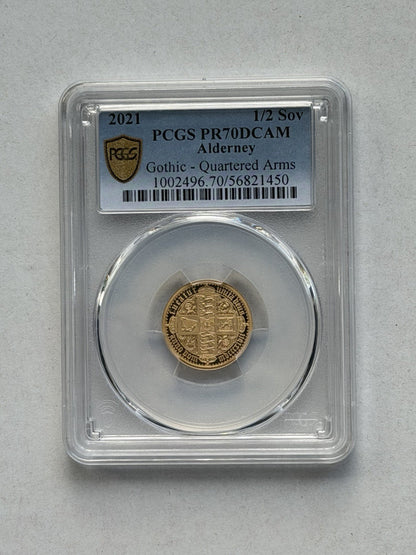 United Kingdom UK 2021 Gothic Half Sovereign PCGS Graded PR70DCAM 499 Mintage