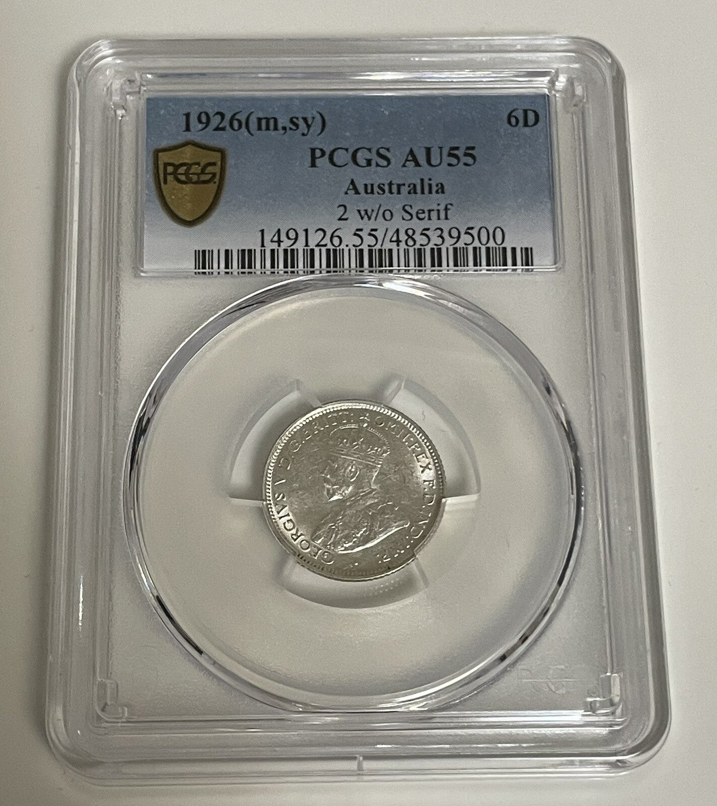 1926 Australian Sixpence 6d Brilliant Almost Uncirculated PCGS AU55 GEORGE V