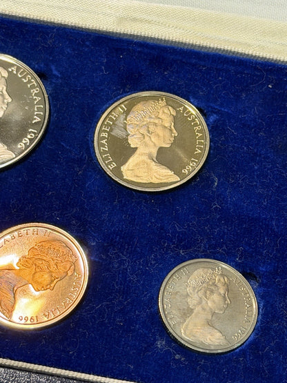 Australia 1966 Round Fifty Cents 50c Proof Set In Blue Case First Year Issue
