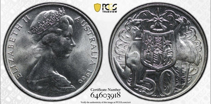 Australia 1966 Round 50c Fifty Cent PCGS Graded MS64 UNC 80% Silver Coin