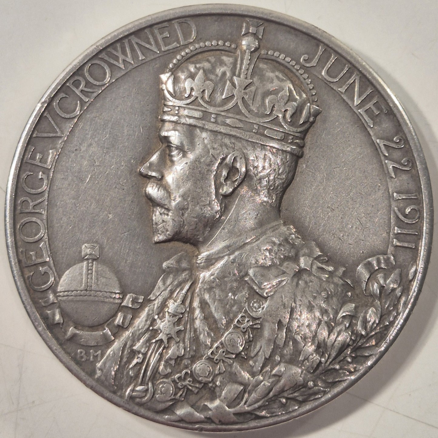 UK GB 1911 Coronation Medal George V Queen Mary Silver 51mm Royal Mint Medal