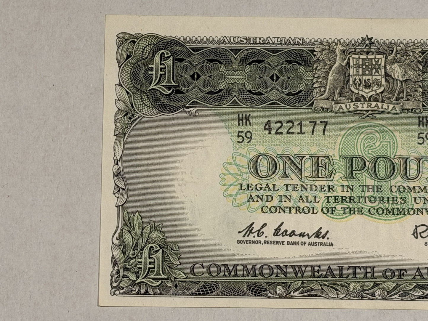 Commonwealth of Australia 1961 £1 One Pound Coombs/Wilson Paper Banknote EF