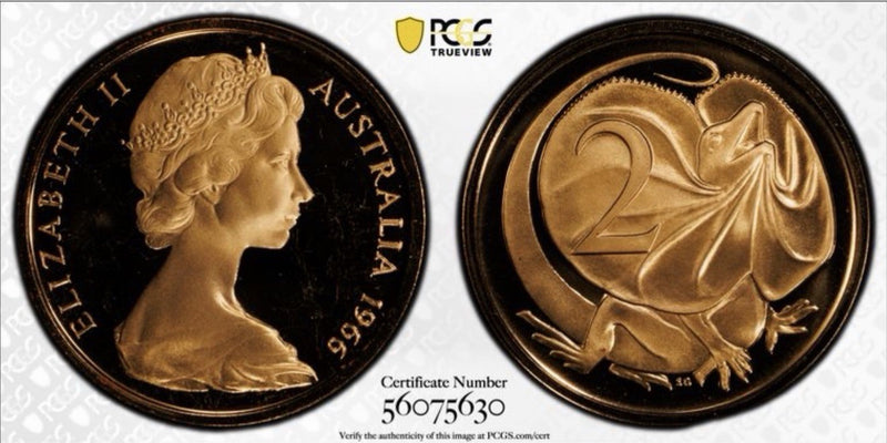 Australia 1966 2c Two Cents PCGS Graded PR68DCAM Proof Coin