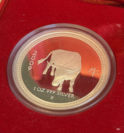 Australia 2008 (2009) Perth Mint Lunar Ox 1oz $1 Series I Silver Proof coin