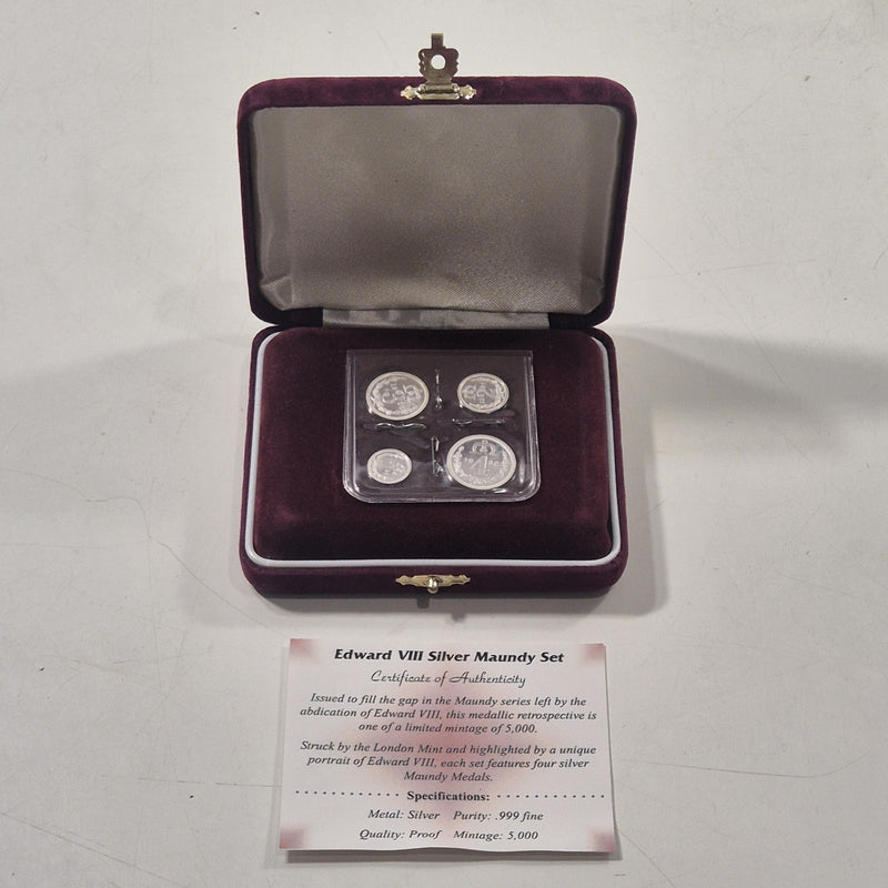 UK 1936 Edward VIII Pattern Proof Silver Maundy Set In Case With Certificate