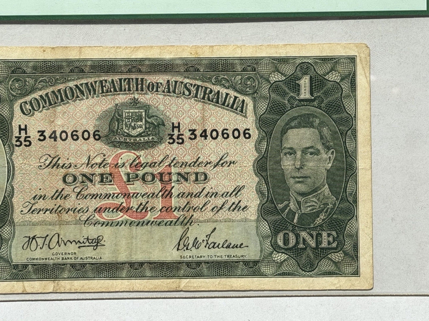 Australia 1942 One Pound Armitage/Mcfarlane PCGS VF20 Banknote OGH Slab