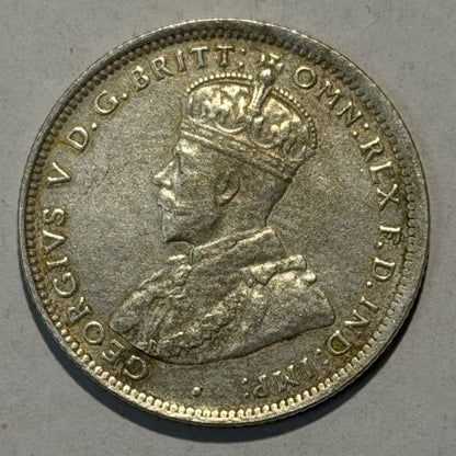 Australia 1914 One Shilling 1/- Extra Fine XF Silver Coin KGV