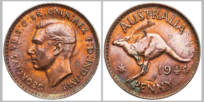 Australia 1944(m) Penny Flipover Double Strike Error Coin Extremely Rare