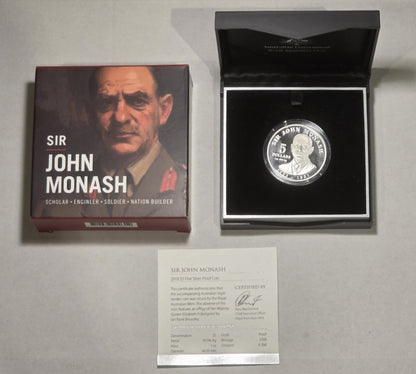 Australia 2018 $5 Five Dollar Sir John Monash 1oz 999 Silver Proof Coin