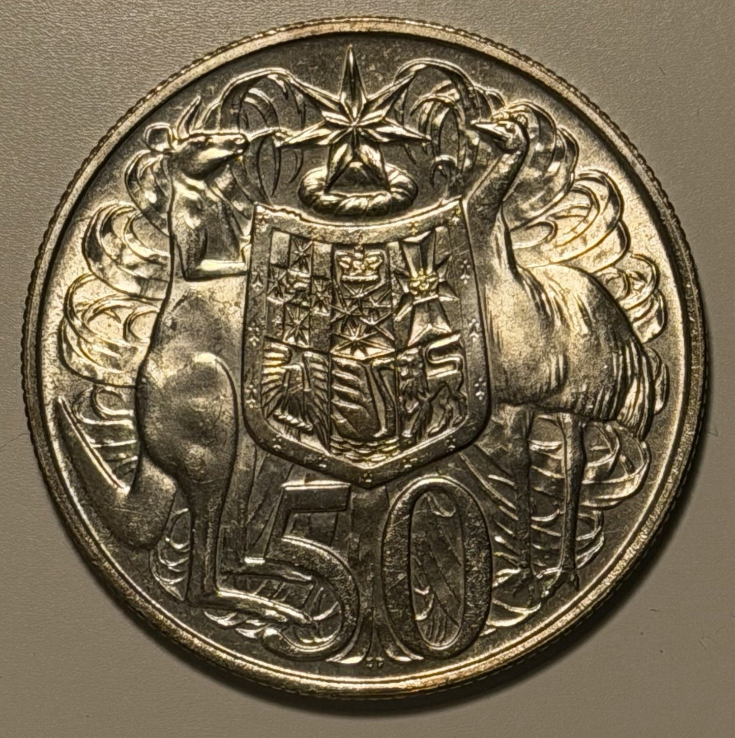 UNC 1966 Round 50c Coin Australia Double Bar Variety 80% Silver