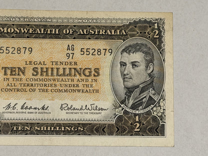 Commonwealth Australia 1961 10/- Ten Shillings Coombs/Wilson Paper Banknote VF