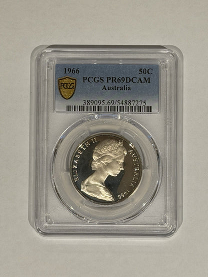 Australia 1966 50c Fifty Cents Silver Proof PCGS Graded PR69DCAM FDC