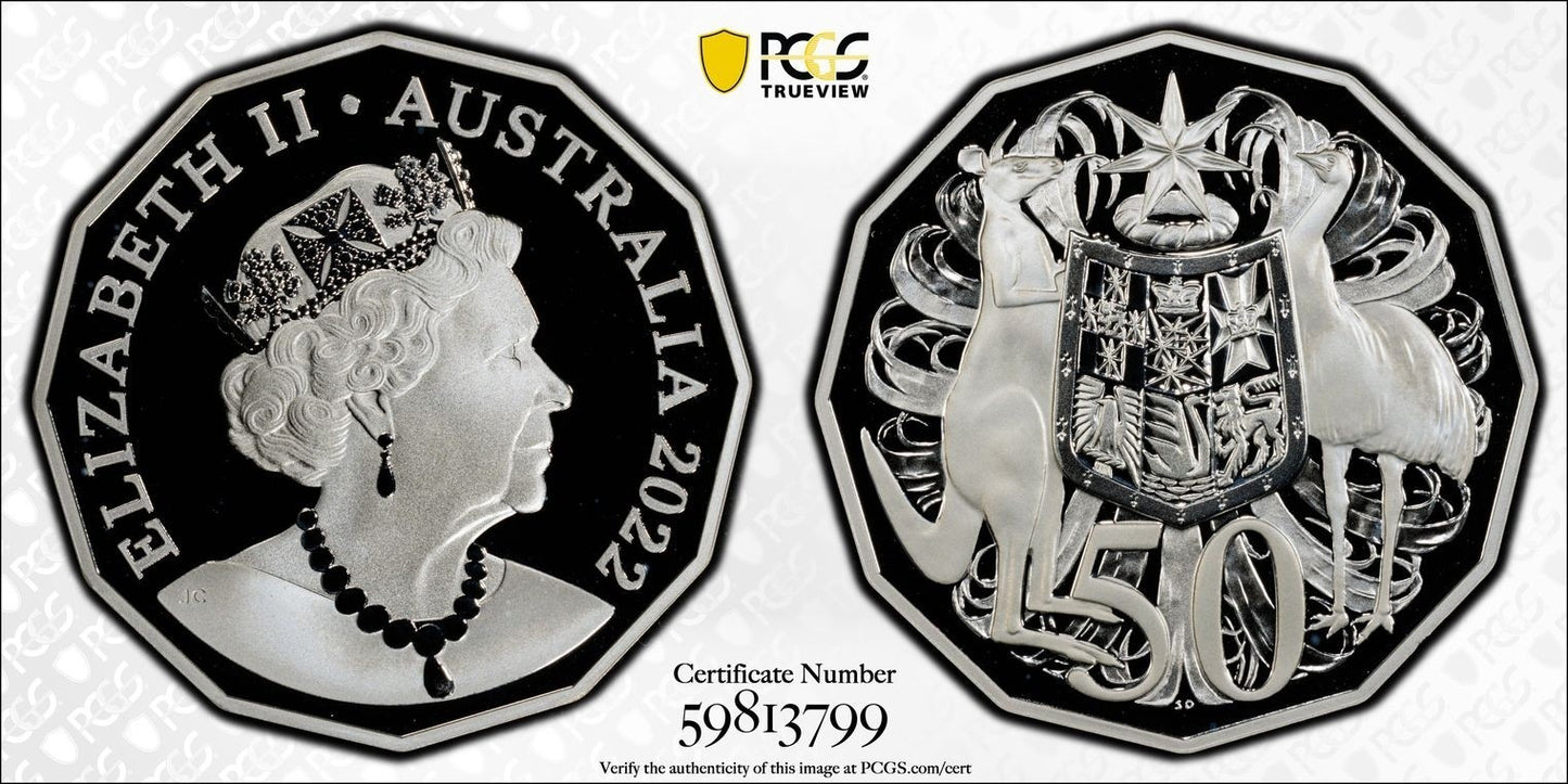 Australia 2022 Ex Fine Silver Coin Set Proof 50c Fifty Cents PCGS PR69DCAM
