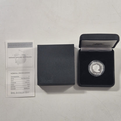 Australia 2014 $1 One Dollar Silver Proof Coin Decimal Effigies In Case/Box