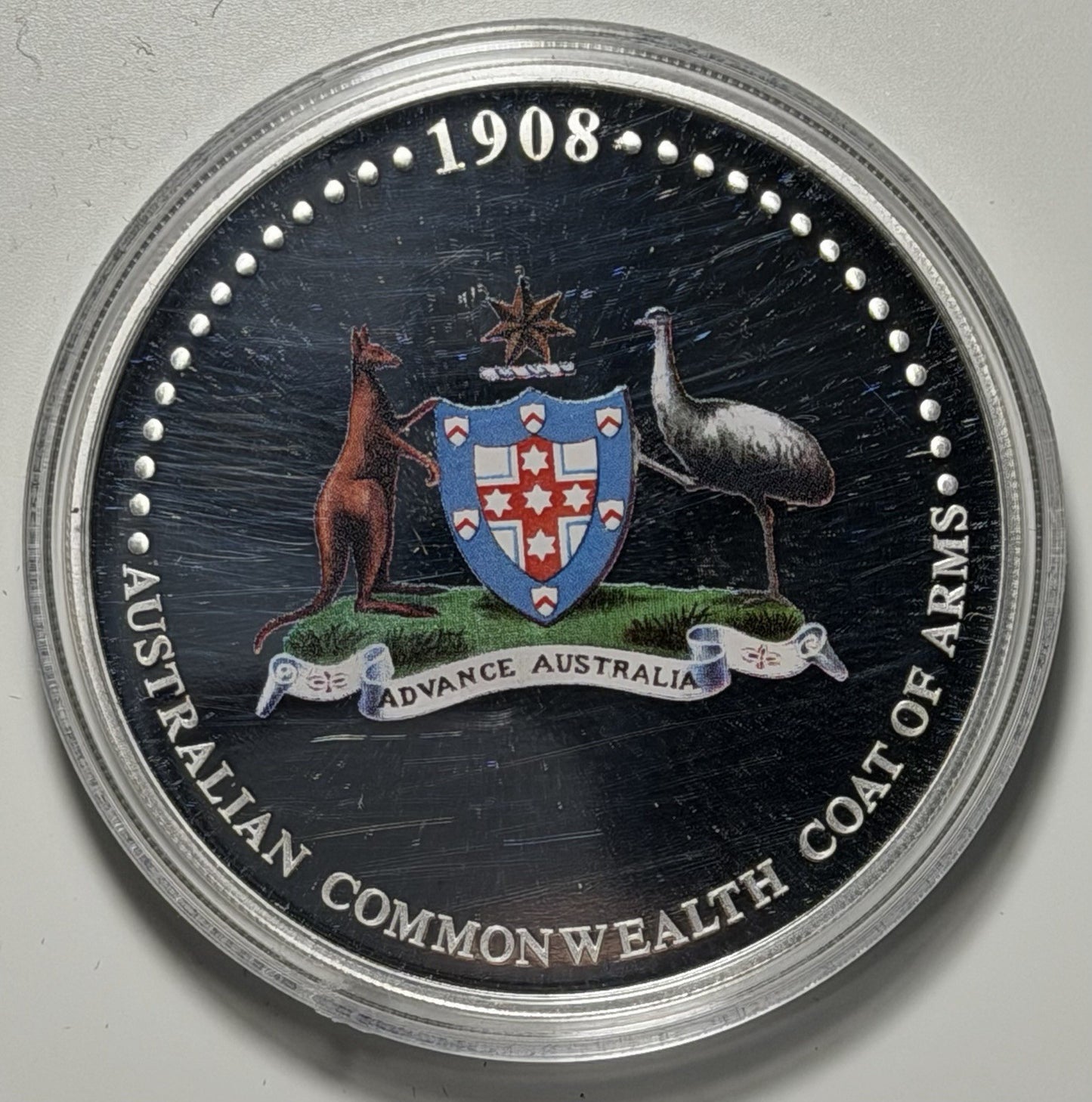 Australia 1908-2008 Commonwealth Coat of Arms Anni. $1 1oz 999 Silver Proof Coin