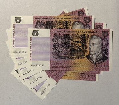 1x 1972 Commonwealth Australia Paper $5 Note Phillips/ Wheeler from Bundle