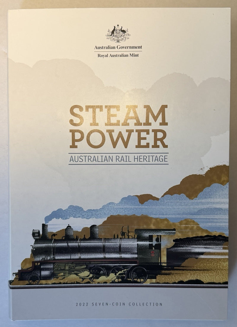 Australia 2022 50c Fifty Cents Stream Power Rail Heritage RAM Set 7x Coins