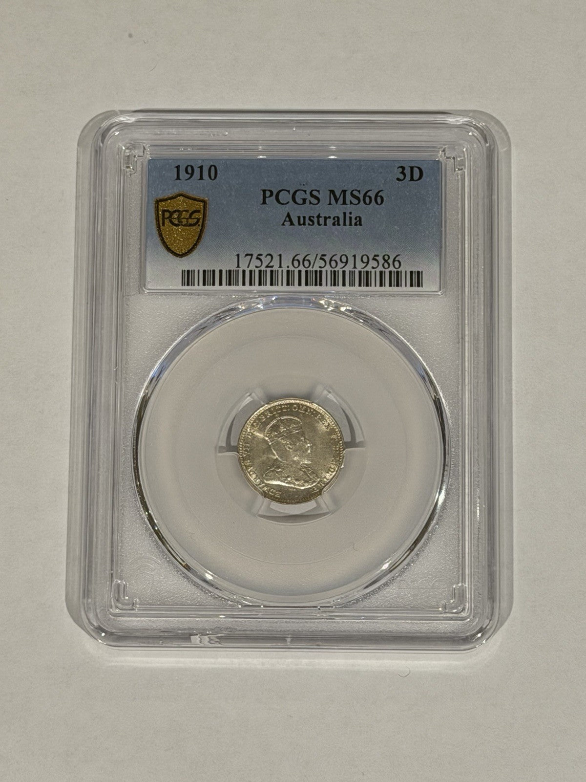 Australia 1910 3d Threepence PCGS Graded MS66 GEM Silver Coin