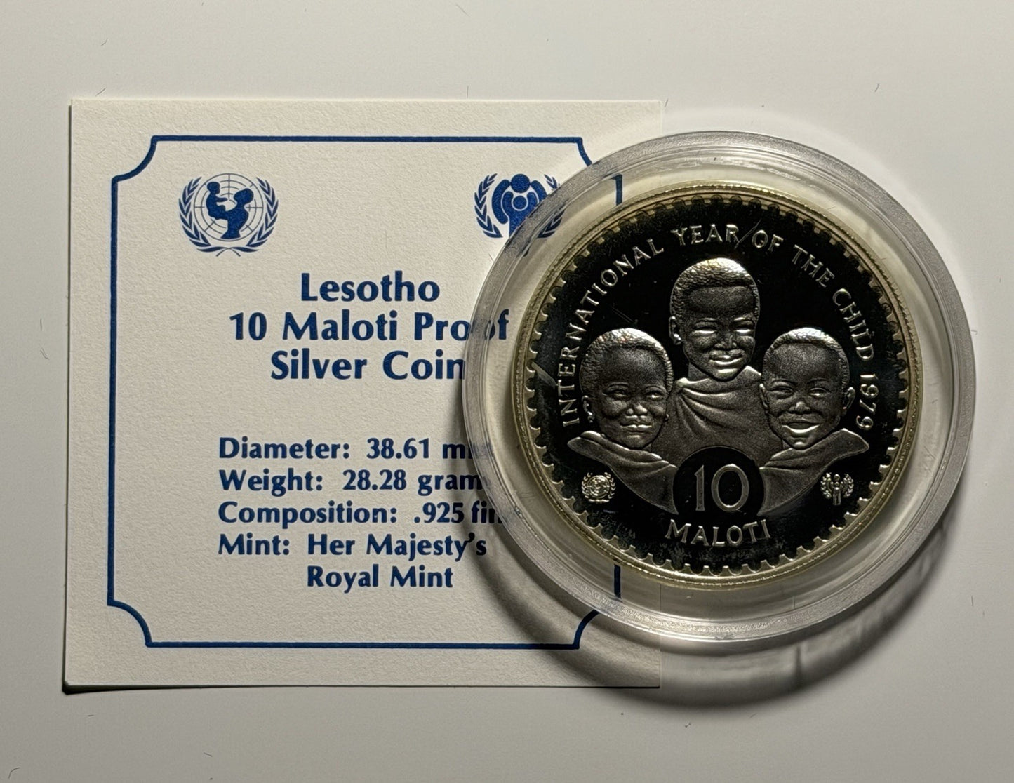 Lesotho 1979 10 Ten Maloti Year of the Child Silver Proof Coin