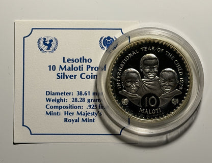 Lesotho 1979 10 Ten Maloti Year of the Child Silver Proof Coin