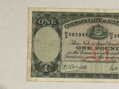 Commonwealth of Australia 1942 £1 One Pound Armitage/McFarlane Paper Banknote VF