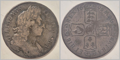 UK British England Silver Halfcrown 1696 King William III S3479 Coin Fine