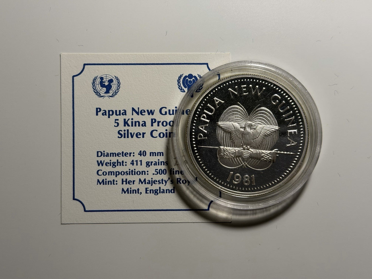 Papua New Guinea PNG 5 Five Kina Year of the Child Silver Proof Coin