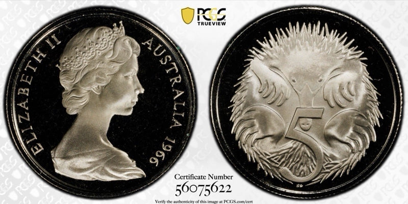 Australia 1966 5c Five Cents PCGS Graded PR69DCAM Proof Coin