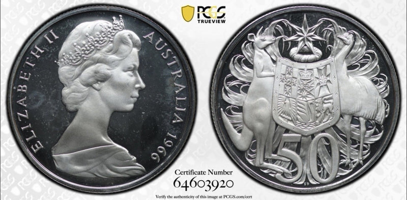 Australia 1966 50c Fifty Cents Silver Proof PCGS Graded PR68DCAM FDC (646039)