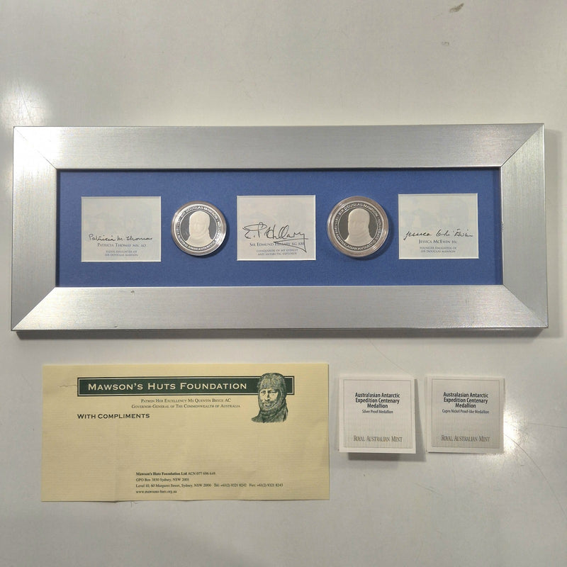 Australasian Antarctic Expedition Centenary Medallion Pair Sir Douglas Mawson
