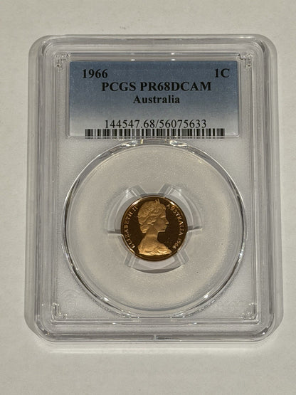 Australia 1966 1c One Cent PCGS Graded PR68DCAM Proof Coin