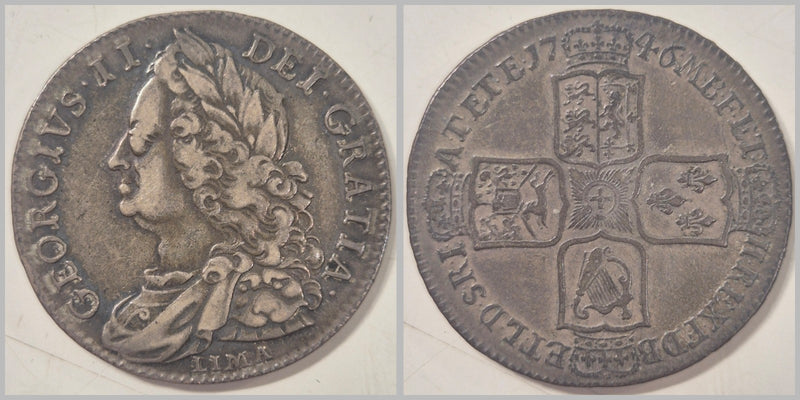 UK British England Silver Halfcrown 1746 LIMA King George II S3695 Coin aVF