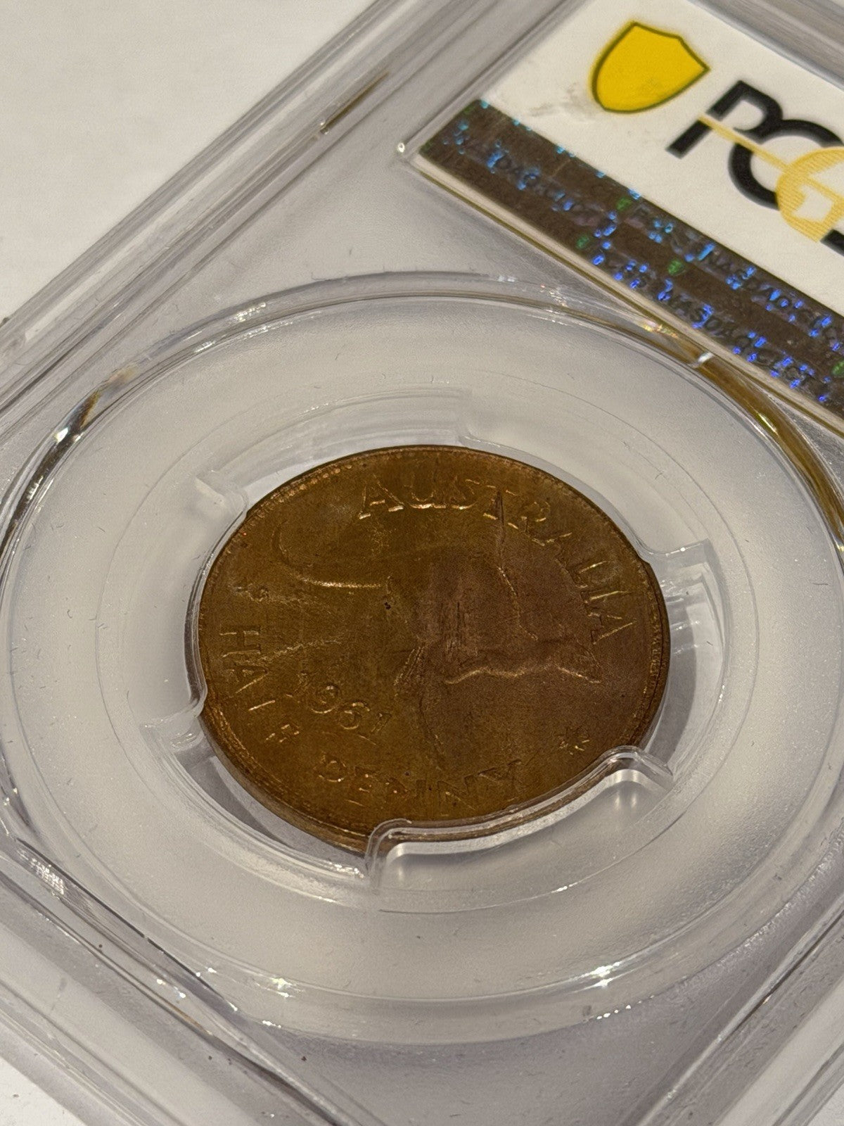 Australia 1961(p) Half Penny 1/2d PCGS Graded MS65RB Red Brown Copper Coin