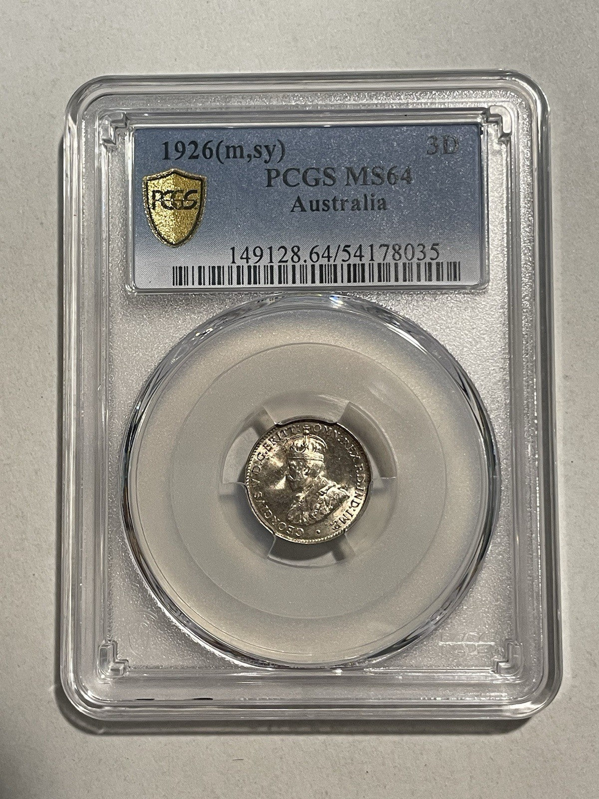 Australia 1926 (m,sy) 3d Three Pence PCGS Graded MS64 UNC Coin Scarce