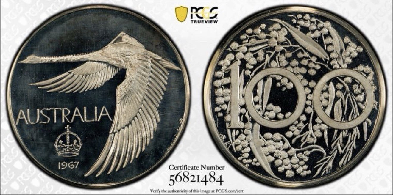 Australia 1967 Pattern Swan Dollar Andor Meszaros PCGS Graded PR65 Proof Coin