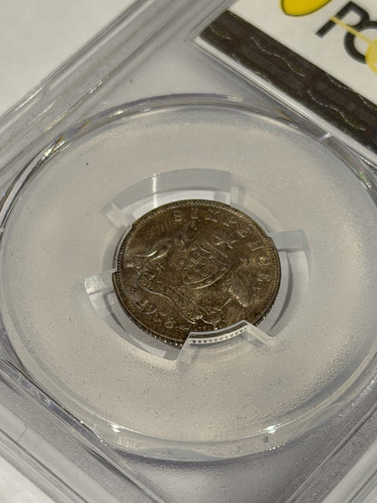 Australia 1958(m) Sixpence 6d PCGS Graded MS65 UNC Silver Coin