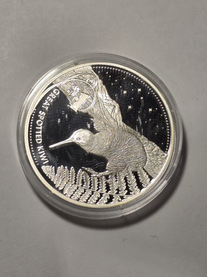 New Zealand 2007 Silver Dollar The Great Spotted Kiwi 1oz 999 Silver Proof Coin