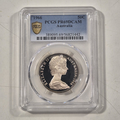 Australia 1966 50c Fifty Cents Silver Proof PCGS Graded PR69DCAM FDC