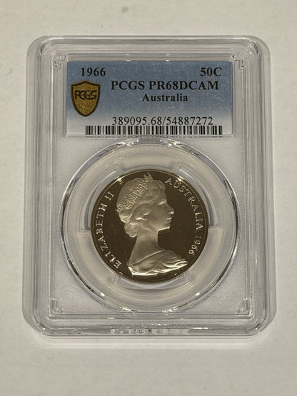 Australia 1966 50c Fifty Cents Silver Proof PCGS Graded PR68DCAM FDC