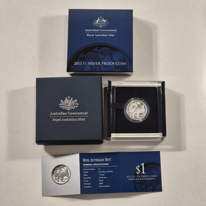 Australia 2013 Fine Silver Proof Mob Of Roos $1 One Dollar Coin