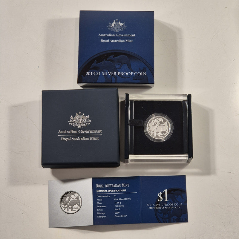 Australia 2013 Fine Silver Proof Mob Of Roos $1 One Dollar Coin
