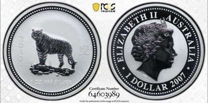 Australia 2007 2010 Year of the Tiger 1oz BU Lunar Series I PCGS MS69