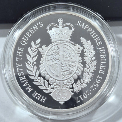 UK British 2017 Sapphire Jubilee Silver Proof £10 5oz Ten Pounds Crown Coin