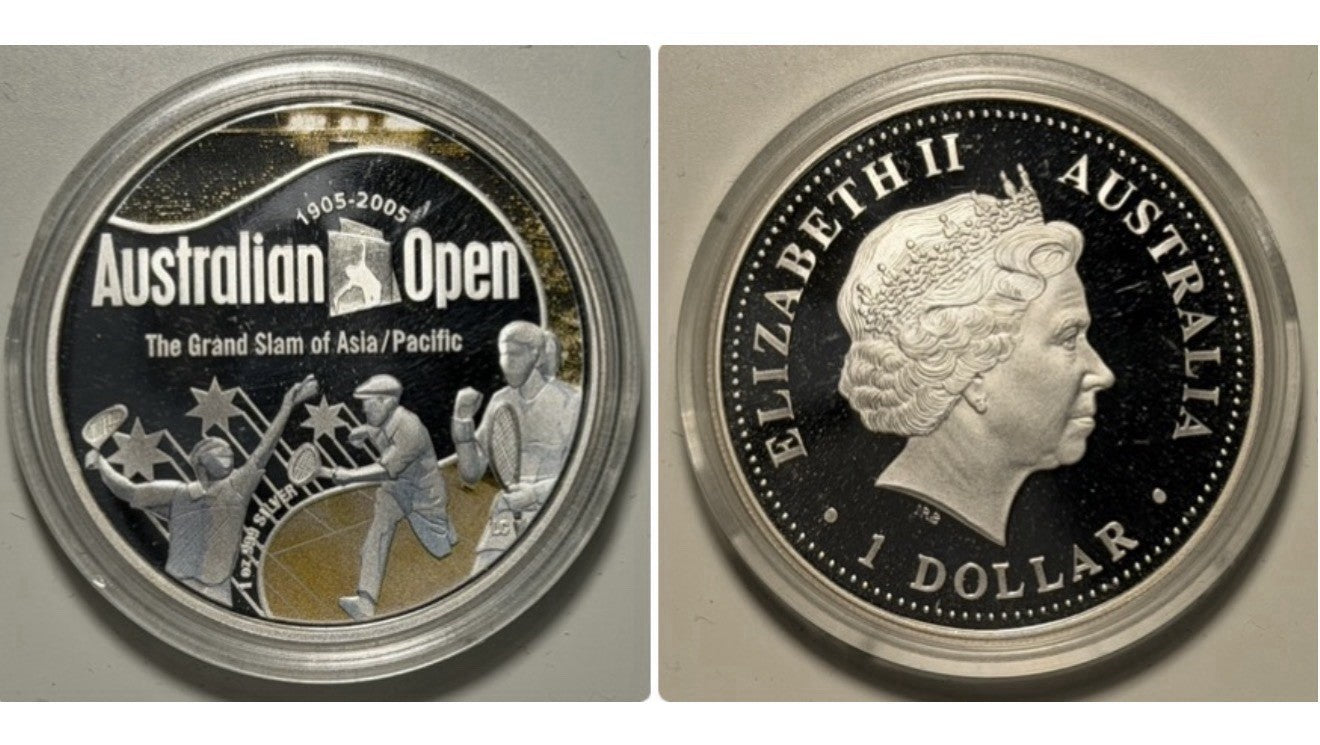 Australian Open Grand Slam Anni. 1905-2005 1oz 999 Silver Proof Coin